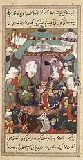 Yusuf Paşa visiting Kurdish prince Mir Sheref in Jizra.[13]