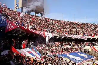 Al Ittihad Fans at the stadium during the Libyan Super Cup