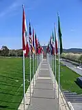 Flag poles at the west side