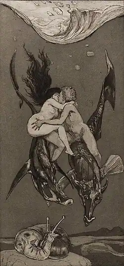 Temptation, from the series A Life, Opus VIII, no. 4 (1884), aquatint and etching, with roulette, 47.3 × 22.5 cm, Art Institute of Chicago