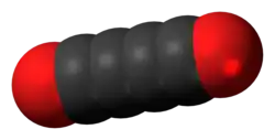 Space-filling model of the tetracarbon dioxide molecule