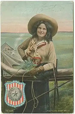 Image 26The "Lone Star" Belle, postcard, around 1908. (from Culture of Texas)