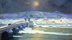 The Bridge over the Allier at Pont-du-Chateau in Winter, 1886, 43.6 x 77.7&nbsp;cm