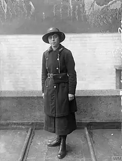 Photo of a female World War I telegram messenger