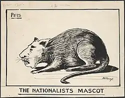 'The Nationalists' Mascot', depicting Billy Hughes as a rat (artwork; image published in Melbourne's Labor Call newspaper, 27 November 1919).