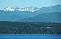 Mt. Deception (left), The Needles centered, Tyler Peak along right edge, as seen from near Port Townsend