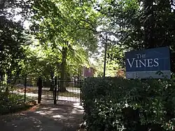 View through the main gate of The Vines on Pullens Lane