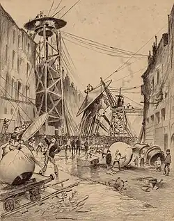 Humans examine the advanced war machines left after the death of the Martians (Henrique Alvim Corrêa 1906)
