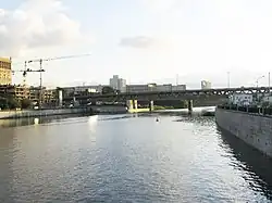 The Third Ring Road crosses the Moskva river via the Dorogomilovsky Bridge.