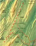 Timber Ridge is marked by the red dashed lines