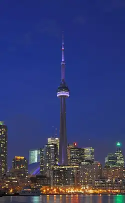 Image 7The CN Tower, located in downtown Toronto, Ontario, Canada, is a communications and observation tower standing 553.3 metres (1,815 ft) tall.