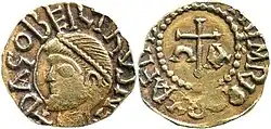 Tremissis of a Frankish king Dagobert I (c. 603–639 AD)