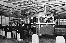 Trolleybuses at a covered platform