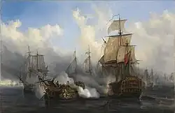Glorious battle of the ship Bucentaure against three English ships, 21 October 1805 (1836)