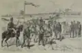 Transport of the Turkish prisoners of war at Austro-Hungarian campaign in Bosnia and Herzegovina (1878) (two-color flag)[b]