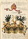 The imperial eagle depicted with one, two and three heads (after Conrad Grünenberg 1483, copy of 1602/4)