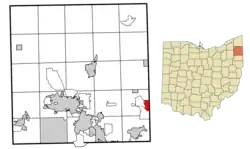 Location of West Hill in Trumbull County, Ohio.