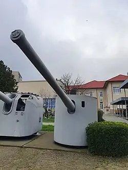 A surviving 120 mm gun turret.