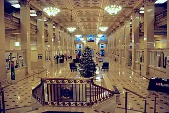The main banking room, viewed from the west end (1925 section) looking toward the east end (1917 section)