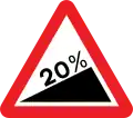 Steep hill upwards (20% is equivalent to 1:5)