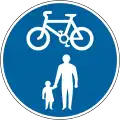 Shared route for pedal cycles and pedestrians only