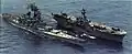 USS Guadalcanal alongside USS Iowa (BB-61) underway in 1987.