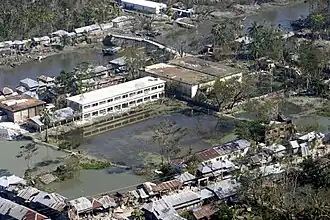 Storm intensification. Bangladesh after Cyclone Sidr (2007) is an example of catastrophic flooding from increased rainfall.[274]