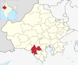 Location of Udaipur district in Rajasthan