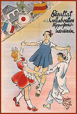 A caricature by the Free France criticizing the policies of Decoux in Indochina