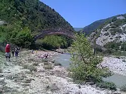 The bridge in the village of Vokopolë on the Osum river