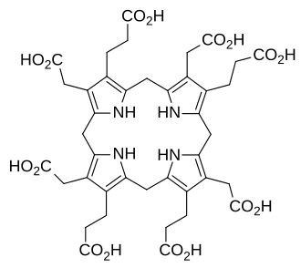 2D representation of the chemical structure of uroporphyrinogen III .