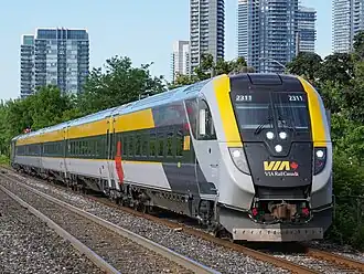 A Siemens Venture cab car for Via Rail with streamlined SCV-42 locomotive cab design