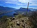 Valmadrera: View from Sasso di Preguda, with Como Lake on the left, Lake of Annone on the right
