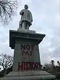 Statue of George Grey vandalised by protestors on 14 June 2020.