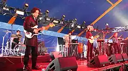 Zongamin (2nd from left) in Vanishing Twin, Glastonbury Festival, 2019