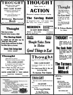 Parkyn's most famous quote, "Thought takes form in Action," used in ad campaings