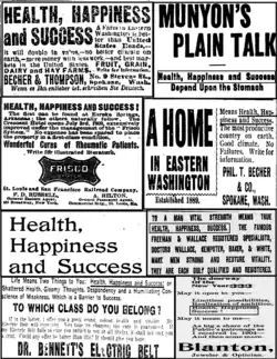 Ad campaigns using Parkyn's suggestive phrase, "Health, Happiness, and Success."