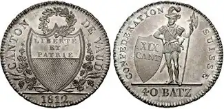 40 Batzen coin of Vaud (1812)