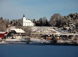View of the church in the village