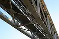 View from below allowing you to see the connection of the two lattice beams.