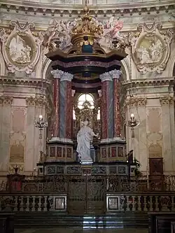 One of the statues on the main altar, representing hope (attribute: anchor)