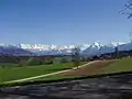 Great view from Kirchdorf: Alps of the Bernese Oberland.
