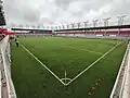 View on the football pitch of Voždovac Stadium from the southwestern corner