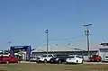 Cars parked by the entrance to the Vilas County Fairgrounds during the 2015 fair