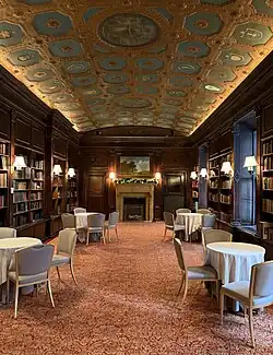 Interior of the library room in the south wing, with a vaulted ceiling