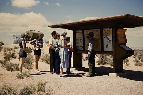 Visitors at a wayside exhibit (NPS interpretive media)[7]