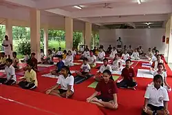 Vivekananda Kendra Students doing meditation during learning Yoga Class
