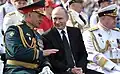 Shoigu in closed collar parade uniform (debuted 2017 in the Moscow Victory Day Parade, introduced beginning 2018)