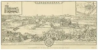 An illustration showing the siege of Derry