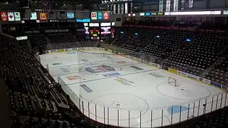 A hockey rink seen from high up
